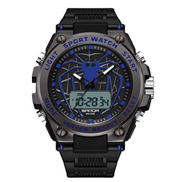 Imagem de RORIOS Relógio digital masculino multifuncional esportivo com alarme luminoso relógios de pulso militares para homens e meninos, Azul, L, Digital