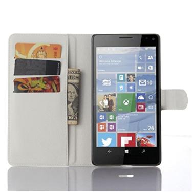 Imagem de NEKOYA Capa Microsoft Lumia 950XL, capa de couro para Microsoft Lumia 950XL, cobertura interior TPU, suporte dobrável, ranhuras para cartões, capa com fecho magnético para Nokia Lumia 950XL