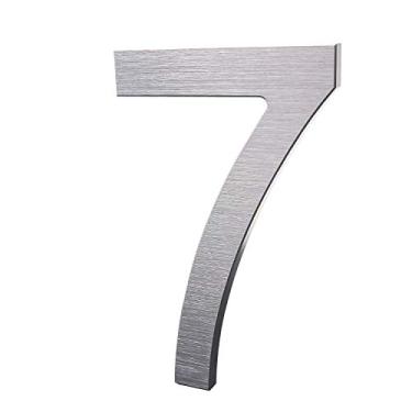 Imagem de Números de casa modernos de 15 cm - número de endereço residencial flutuante de alumínio premium com processo de desenho requintado, Number 7, Silver