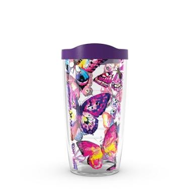 Imagem de Tervis Butterfly Passion Made in USA Copo isolado de parede dupla mantém as bebidas frias e quentes, 473 ml, clássico