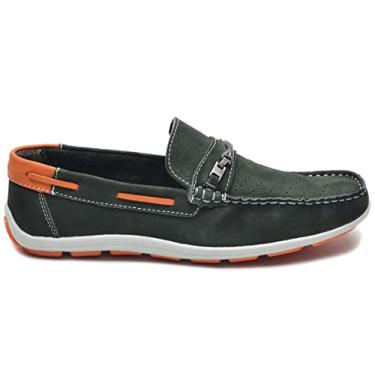 Imagem de Mocassim Masculino em Couro Solado Costurado a Mão Confort Flex (Verde militar, BR, Adulto, Numérico, 44)