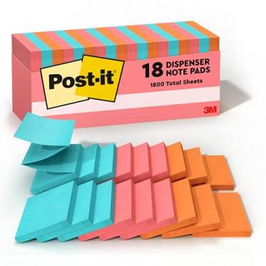 Imagem de Post-it Notas pop-up, 7,6 x 7,6 cm, 18 blocos, notas adesivas favoritas dos EUA, coleção Poptimistic, cores brilhantes (rosa, laranja, azul), remoção limpa, reciclável (R330-18CTCP)