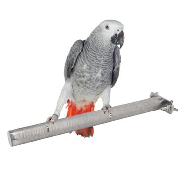 Imagem de Suporte de aço inoxidável de papagaio de pássaro para varão de poleiro de papagaio, garras de moagem de pássaro, plataforma de poleiro de papagaio para pequenos pássaros, Conure Cockatiel Parakeet Cage Acessories Exercise Stand (G: 30 cm)