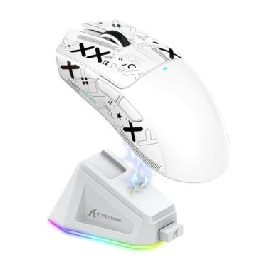 Imagem de Mouse Gamer Attack Shark X11 59g Superleve sem fio com Fita Antiderrapante, Dock RGB, 22000 DPI, 5 botões programáveis para PC/Mac (Branco)