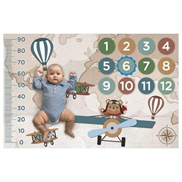 Imagem de Baby Deluxe Tapete Cenario Foto Bebe Mesversario Aviador Ursinho, Bege, Único