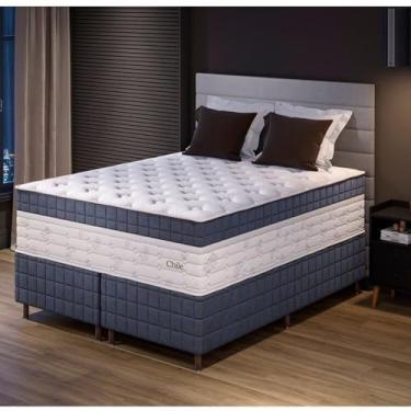 Imagem de Cama Box Queen 158x198x78 com Colchão Molas Ensacadas Duplo Molejo Chile Yescasa Azul