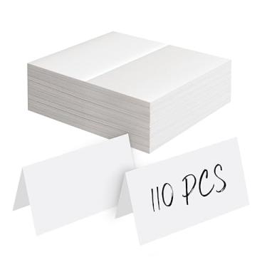 Imagem de 110 cartões de barraca, pequenos cartões em branco para lugares delicados, cartões de nome em branco, cartões de acompanhantes para casamento, mesa, jantares, recepções (cada um mede 5 cm x 9 cm)