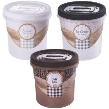 Imagem de Kit porta café açúcar e sal grosso rosca 1,8 litros Plasutil