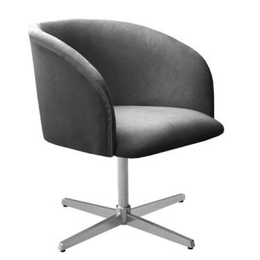 Imagem de Poltrona Decorativa Atenas Pé Giratória Cromado Facilita Decor, GRAFIT