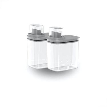 Imagem de Kit 2 Dispenser Organizador Lavanderia 1,5 L Multiuso Cinza - OU