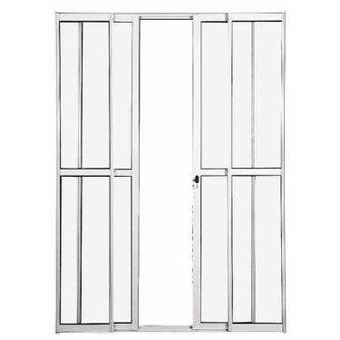 Imagem de Porta balcão 4 folhas 2,10x2,00 com fechadura no alumínio branco - Com
