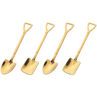 Imagem de Shovel Spoon Dessert Spoons- 4pcs Ice Cream Spoon Gold Shovel Shape Spoons Mini Long Handle Coffee Afternoon Teaspoon for Home Kitchen Restaurant Party (gold)
