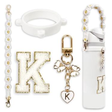 Imagem de Conjunto de pingentes de letras fofas compatível com garrafa de água Owala 680 g, 946 ml, 1,134 g, copo de café Owala Kids, Owala FreeSip – Inclui alça de alça, para acessórios Owala & Stanley Cup