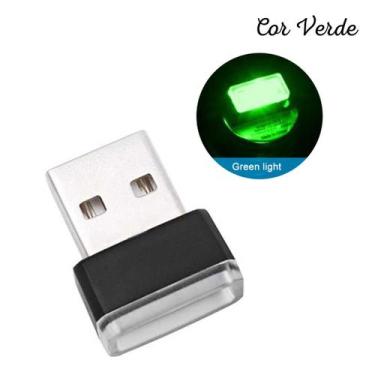 Imagem de Mini LED Luz Auxiliar USB - 1 Und - Led Carro New, Verde