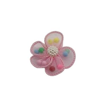 Imagem de Aplique flor organza com bolinhas coloridas - Comercial Apetrechos, Ro