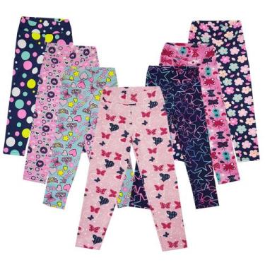 Imagem de Kit 3 Calças Legging Infantil - Estampadas Em Cotton Para Meninas - Mo