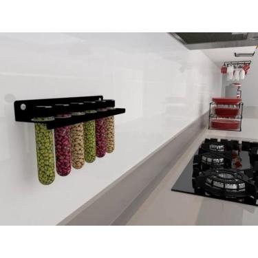 Imagem de Porta temperos 6 tubos com tampa dosadora - DICARLO,  Preto