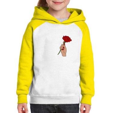 Imagem de Moletom Infantil A Rose for you - Foca na Moda, Branco, Amarelo, 6