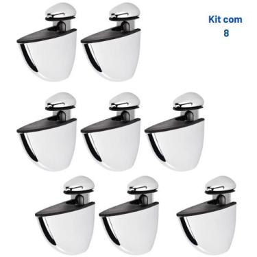 Imagem de kit 8 Suporte Prateleira Tucano Médio Cromado bico de pato - SOPRANO