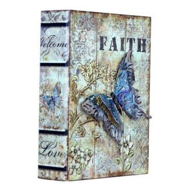 Imagem de Caixa Livro Decorativa Borboleta Em Metal Faith 24x18x6cm - Atual Conc