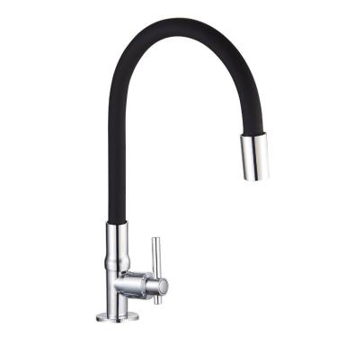 Imagem de Torneira Metal Cozinha Bancada Flexível Alavanca Linha Metal Preto