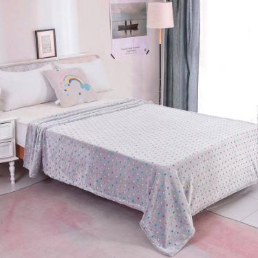 Imagem de Manta Infantil 150x200cm Flannel Fantasy Cinza Com Bolinhas Cazza