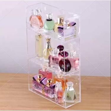 Imagem de Caixa Organizadora de Perfumes em Acrílico Cristal 4 mm com 3 Repartiç