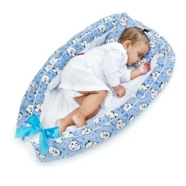 Imagem de Berço Portátil Ninho Redutor Bebê OVELHA AZUL MENINO - CLICK TUDO