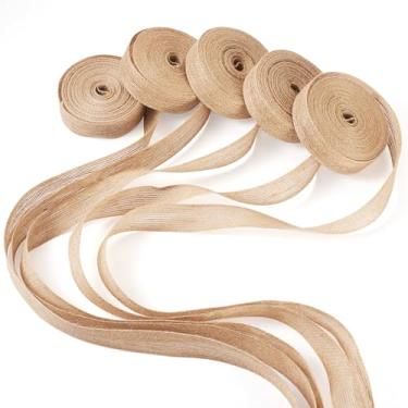 Imagem de FASHEWELRY 5 rolos de fita fina de serapilheira de 2,5 cm fitas de juta natural fita de linho para artesanato boho fita de natal guirlanda guirlanda decoração de casamento