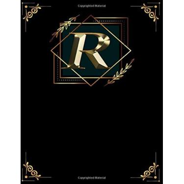Imagem de R: Cute Initial Monogram Letter R College Ruled Notebook. Pretty Personalized Large Lined Journal & Diary for Writing & Note Taking for Girls and Boys - Gold & Black Cover Composition Book
