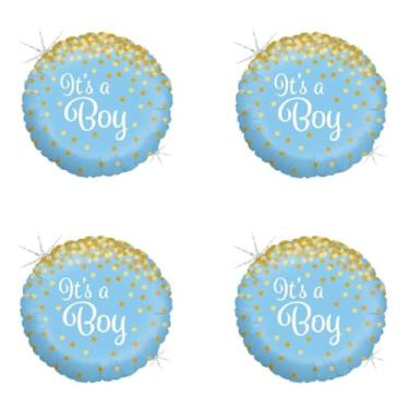 Imagem de Kit 4 Balões Metalizados 45cm Chá Revelação É Menino ou É Menina par Decoração (É Menino)