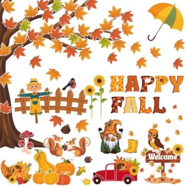 Imagem de JUNEBRUSHS 112 peças decorações de outono para sala de aula quadro de avisos outono abóbora girassol apaixonar-se por decorações de aprendizagem para decoração de parede de quadro negro pré-escolar de