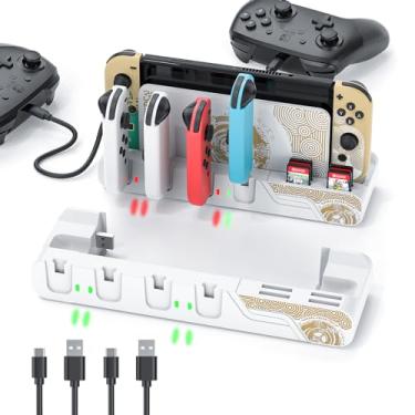 Imagem de Base de carregamento para controle de interruptor compatível com Nintendo Switch OLED - The Legend of Zelda: Tears of The Kingdom Edition e modelo de switch Joycon, estação de carregamento para 6