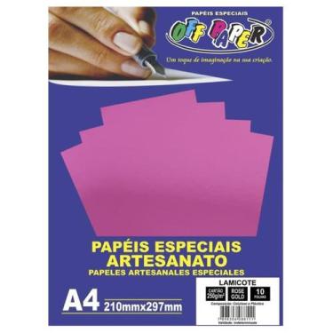 Imagem de Papel Lamicote A4 Especial Corte 10 Folhas 250g Off Paper,  Novo Rose 