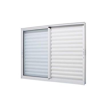 Imagem de Janela Veneziana em Alumínio Branco 3 Folhas Móveis Caribe Max 120x150