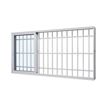 Imagem de Janela de Correr em Alumínio Branco Perfecta Max 120x200x16cm c/ Grade