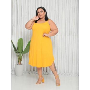Imagem de Vestido Feminino Plus Size de Alça Longo Soltinho Verão em Tecido Visc