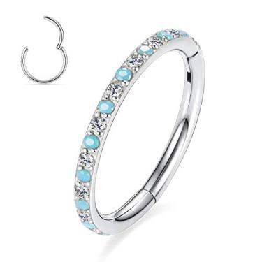 Imagem de PEAKLINK 20G 18G 16G 14G CZ/Opala Aço Inoxidável Sem Costura Articulada Segmento Anel de Piercing para Cartilagem de Concha de Septo Helix 6/7/8//9/10/12 mm