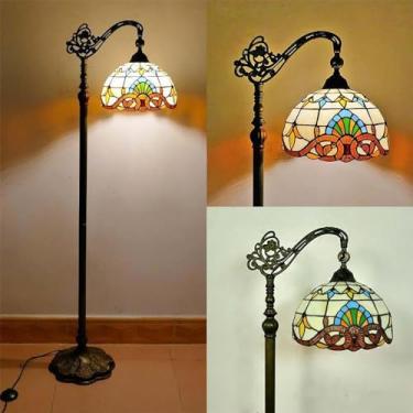 Imagem de Lâmpada de assoalho LED retrô americano Criatividade luxuosa europeia Sala de estar Quarto de estudo Villa Hotel Vidro colorido Lâmpada de assoalho de leitura (Estilo 24)