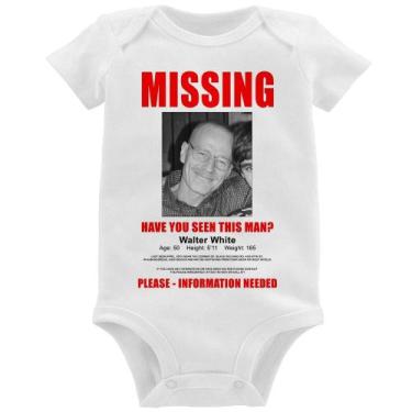 Imagem de Body Bebê Walter White Missing - Foca na Moda, Branco, P