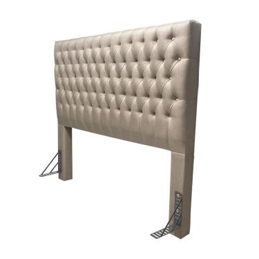 Imagem de Cabeceira Cama Queen Estofada Capitonê Creta 1,60m Linho Bege