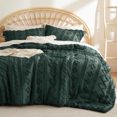Imagem de Conjunto de Edredom Bedsure Queen Size - Estilo Boho Tufted Verde Esme