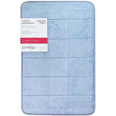 Imagem de Kit Com 2 Tapetes Super Soft Original Camesa Ultra Macio e Absorvente Antiderrapante 60cm x 40cm Cores Variadas (Azul)