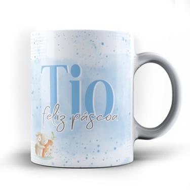 Imagem de Caneca xicara porcelana Titio Tio Feliz Páscoa 25 (Branca)