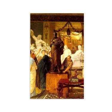 Imagem de MOBYAT Pôster A Sculpture Gallery in Rome por Lawrence Alma Tadema Prints, reprodução de pintura a óleo, impressão giclée em tela, arte de parede pronta para pendurar para decoração de quarto de casa.