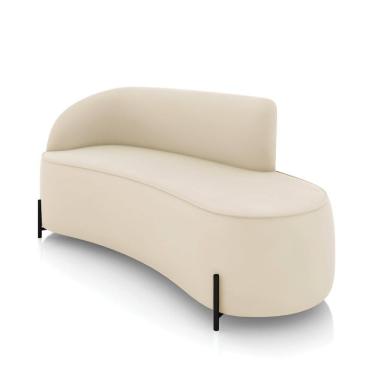 Imagem de Sofá 3 Lugares Orgânico 180cm Pé Ferro Preto Morgan Veludo Bege D03 - D`Rossi