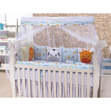 Imagem de kit de berço menino 100 algodão - maria enxovais, AMIGUINHOS SAFARE AZ