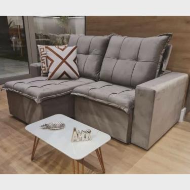 Imagem de Sofá Retrátil e Reclinável 4 Lugares com Molas 230cm Safira Veludo Pillow