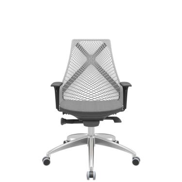 Imagem de Cadeira Office Bix Tela Cinza Assento Poliéster Cinza Autocompensador Base Alumínio 95cm - 63992