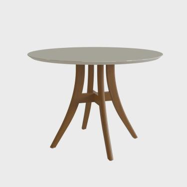 Imagem de Mesa de Jantar Redonda 4 Lugares com Tampo de Vidro 109cm Ref 910 Imbuia